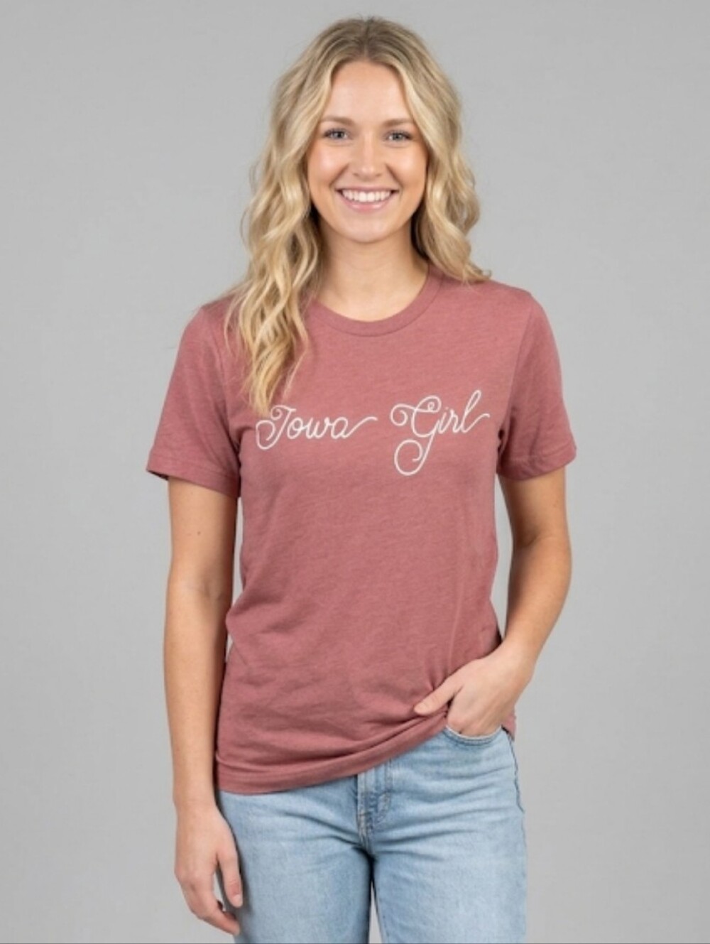 NEW Iowa Girl Script Graphic Tee Mauve Women's Size X-Small